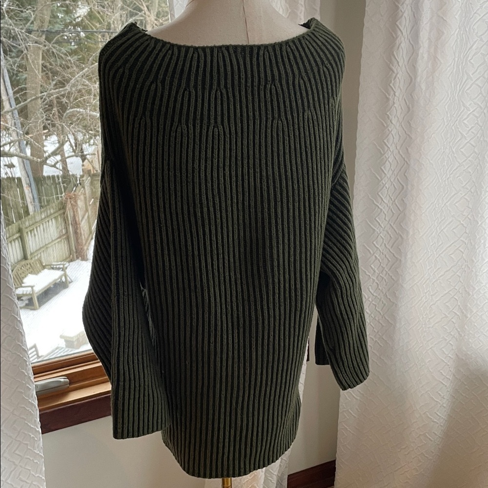 Free People Boat Neck Olive Green Ribbed Knit Sweater Dress Small - Picture 9 of 9